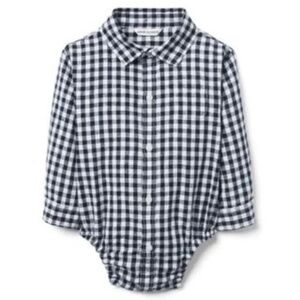 Janie and Jack Infant Navy Gingham Button Up